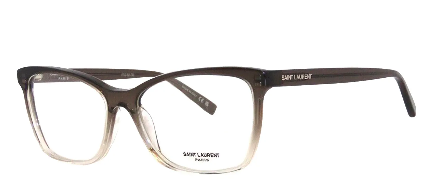 Saint Laurent SL 503O 004 Cat-Eye Plastic Grey Eyeglasses with Logo Stamped Demo Lenses Lens