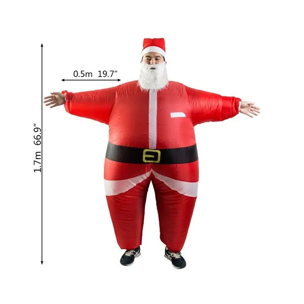 Santa Claus Snowman Inflatable Suit Christmas Party Costume Clothes Xmas Beard Hat