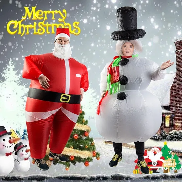 Santa Claus Snowman Inflatable Suit Christmas Party Costume Clothes Xmas Beard Hat