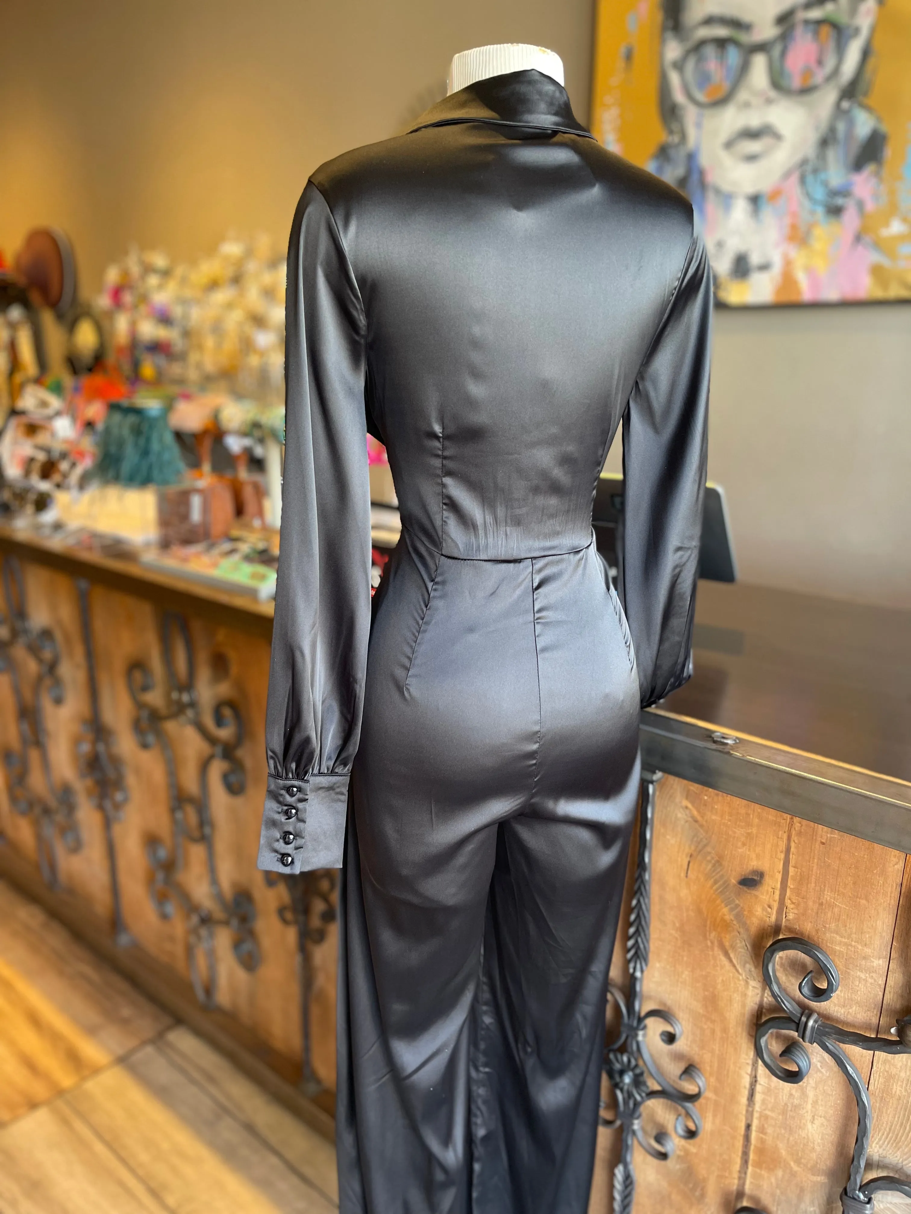 Satin Deep V Jumpsuit