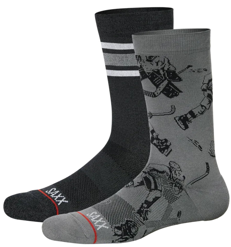 SAXX Whole Package Crew Socks Slapshot/Athletic Stripe (2 Pack)