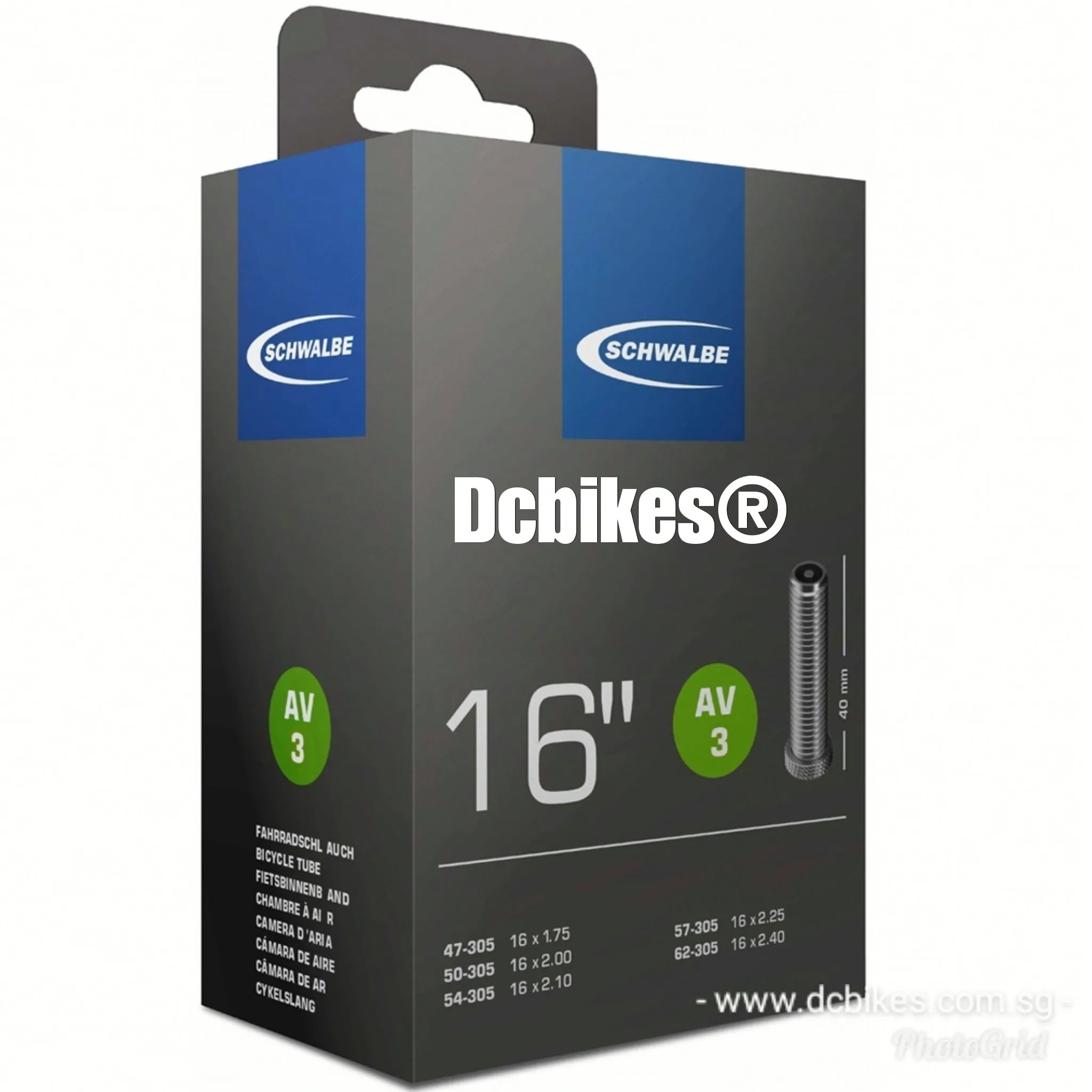 Schwalbe 16" X 1.75 - 2.4 40mm Presta | Schrader Inner Tube SV3 AV3 Etrto 305