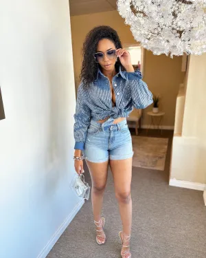 Sequin Collar Neck Shirt