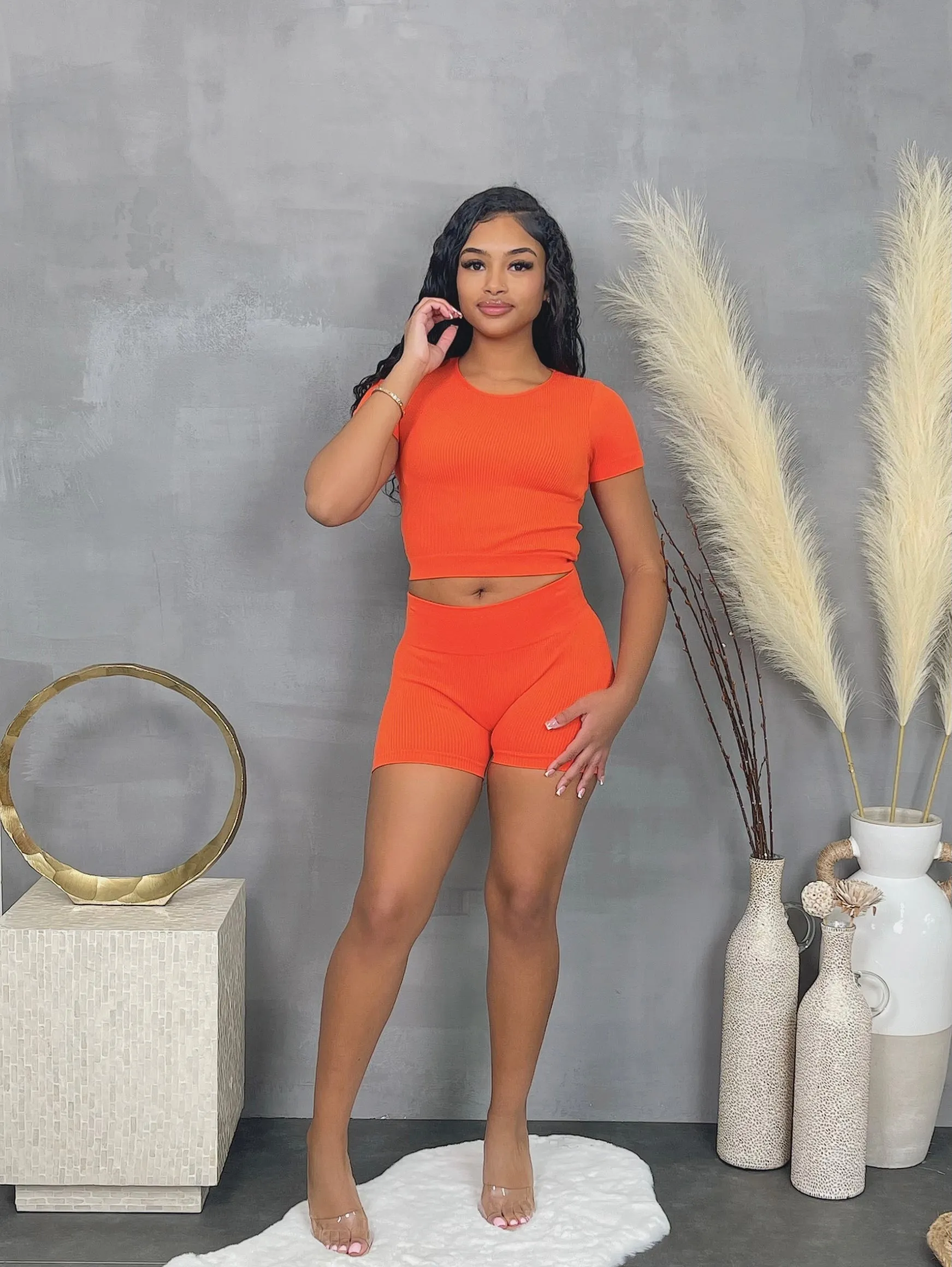 SET11P - RIBBED SS TOP & SHORTS SET (2PCS)
