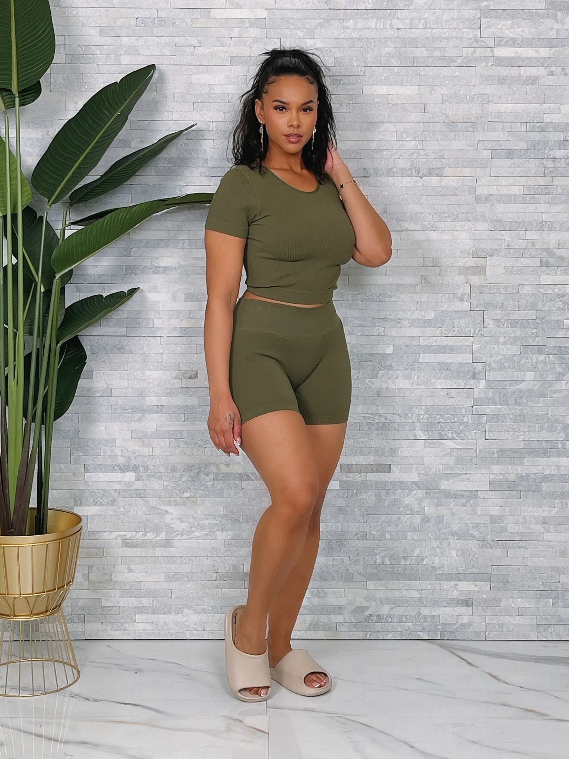 SET11P - RIBBED SS TOP & SHORTS SET (2PCS)