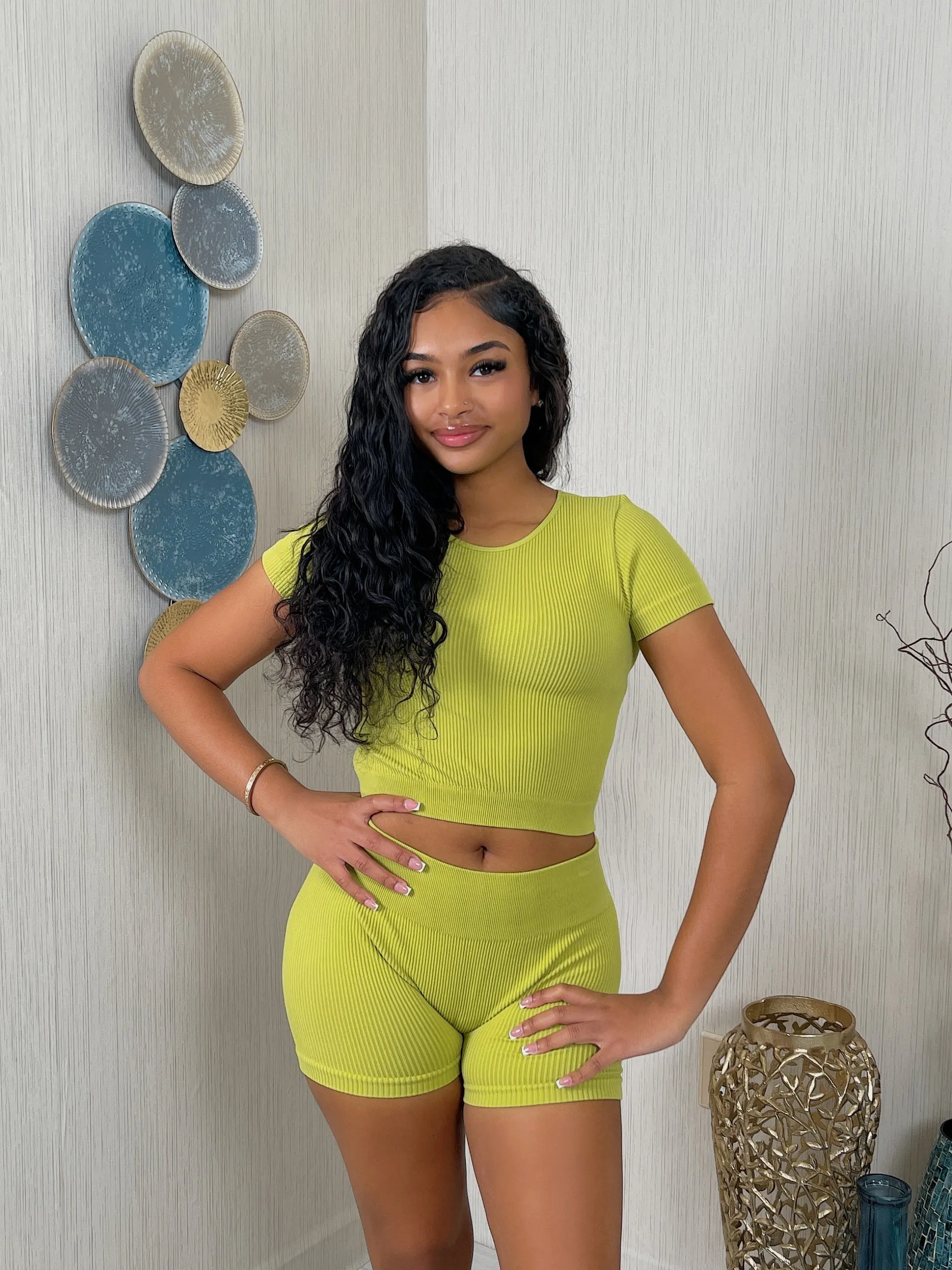 SET11P - RIBBED SS TOP & SHORTS SET (2PCS)