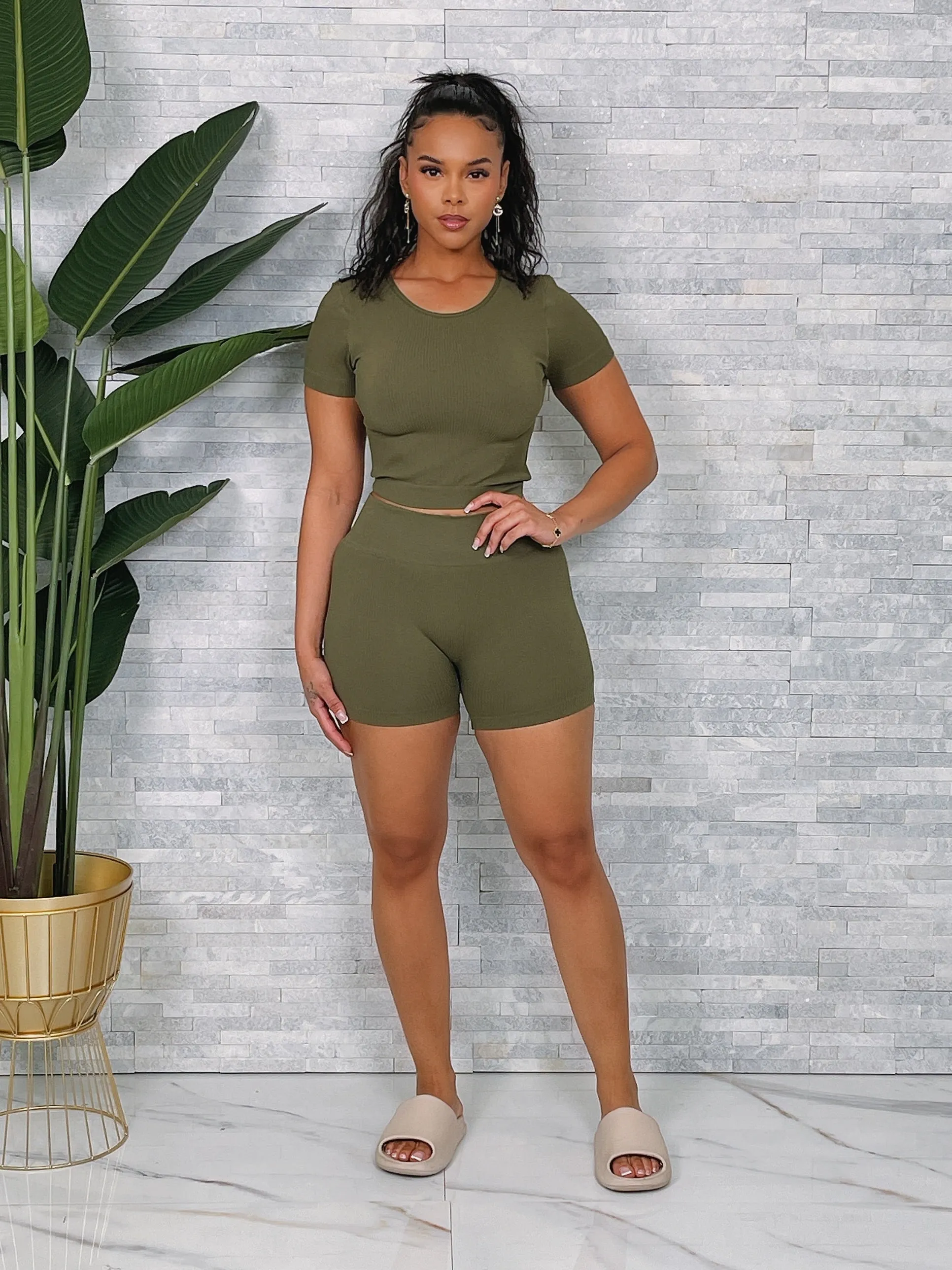 SET11P - RIBBED SS TOP & SHORTS SET (2PCS)