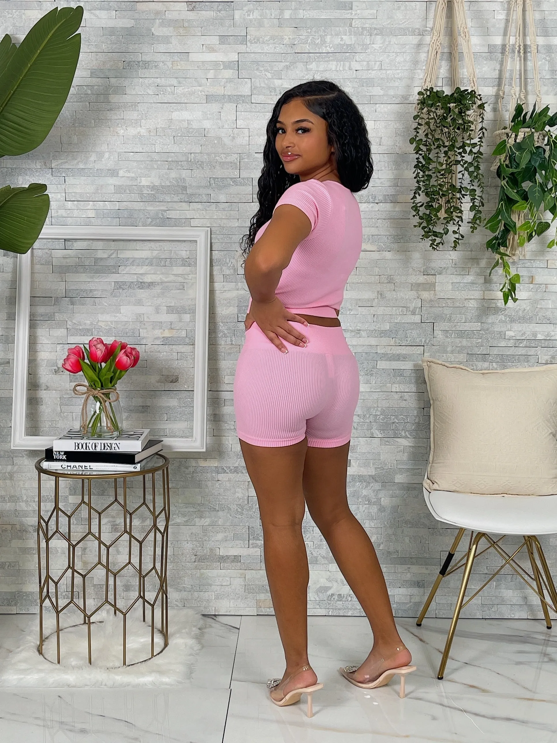 SET11P - RIBBED SS TOP & SHORTS SET (2PCS)