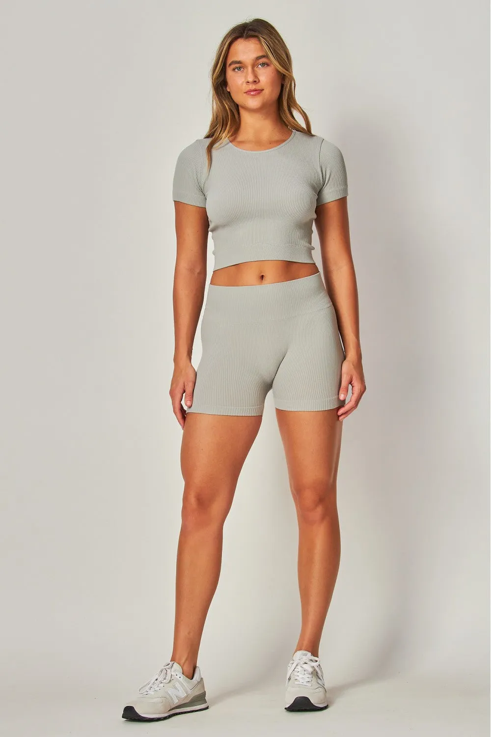 SET11P - RIBBED SS TOP & SHORTS SET (2PCS)