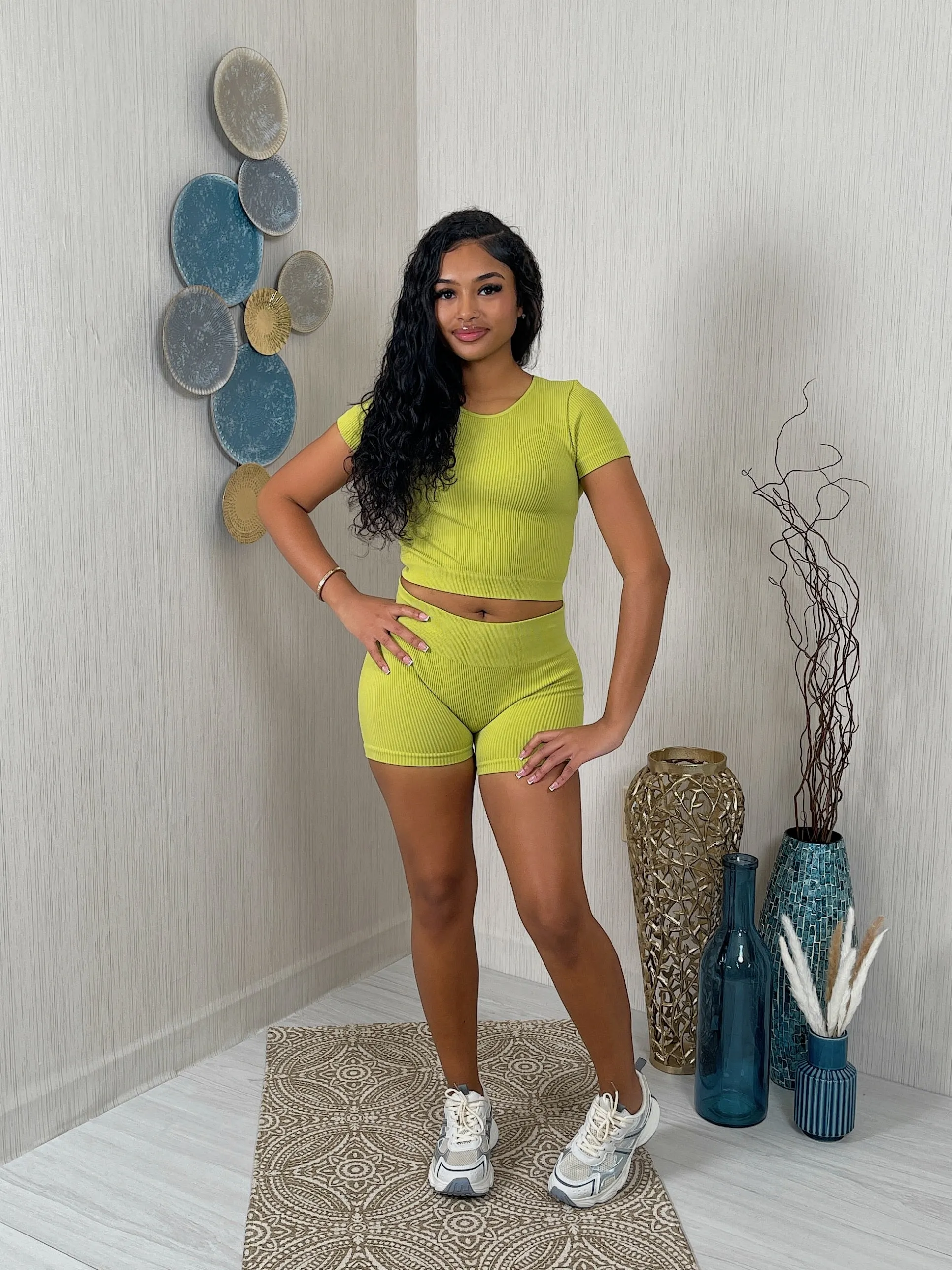 SET11P - RIBBED SS TOP & SHORTS SET (2PCS)