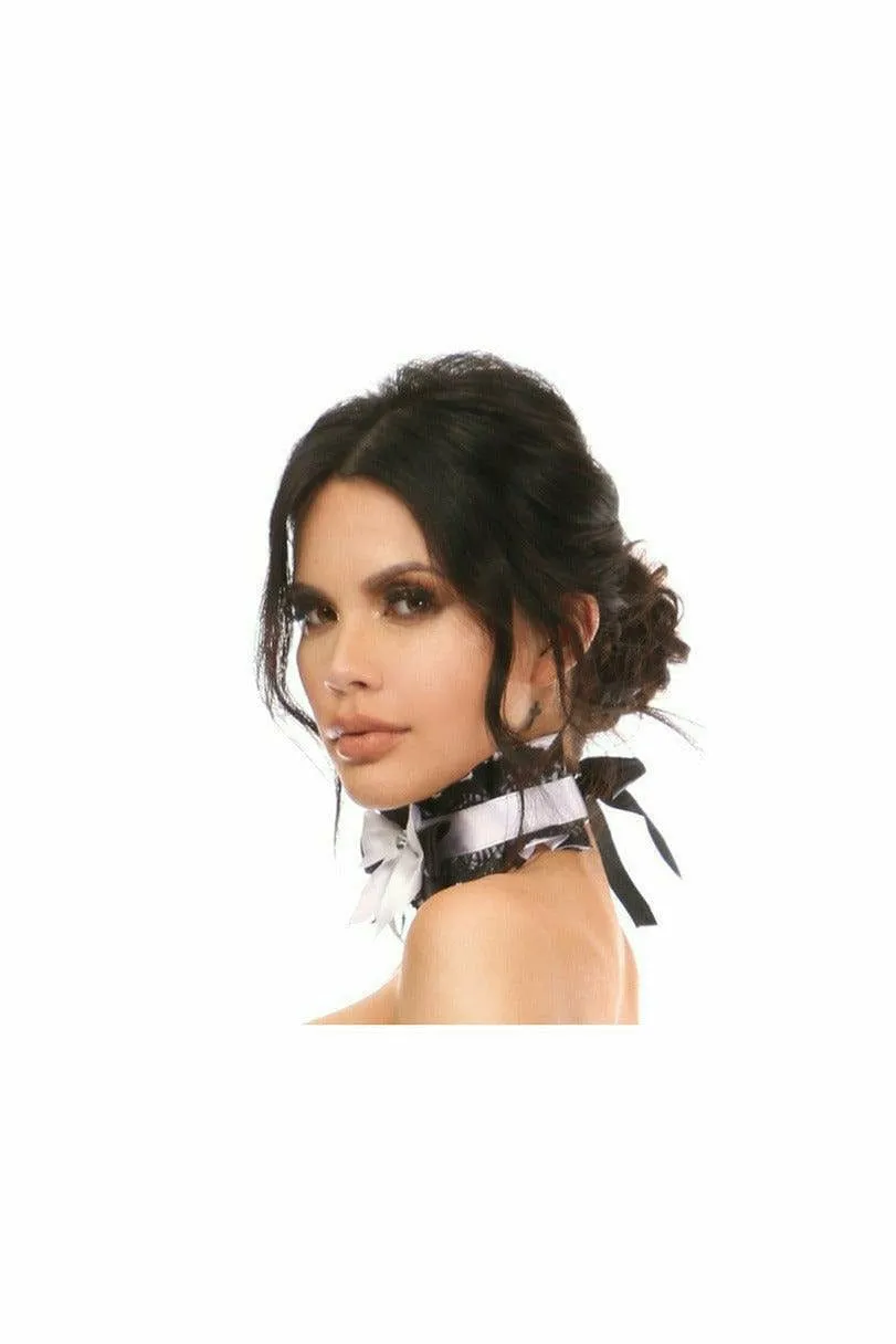 Sexy White with Black Lace Costume Choker