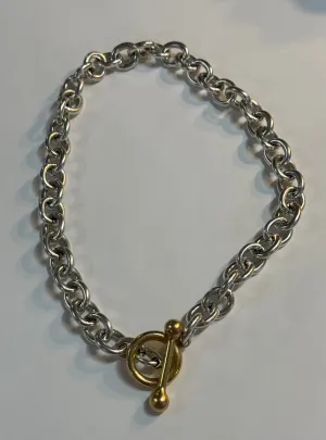 Silver Chunky Chain Gold Closure