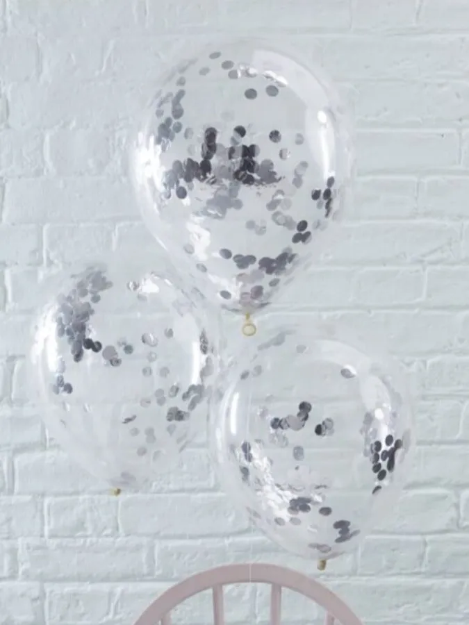 Silver Confetti Balloons