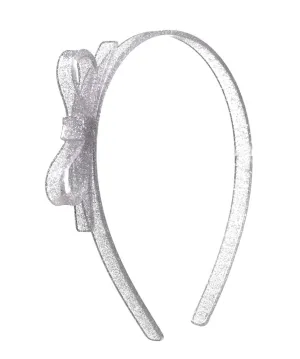 Silver Glitter Thin Bow Headband
