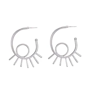 Silver-Plated Open Devil Eye Stud Earrings