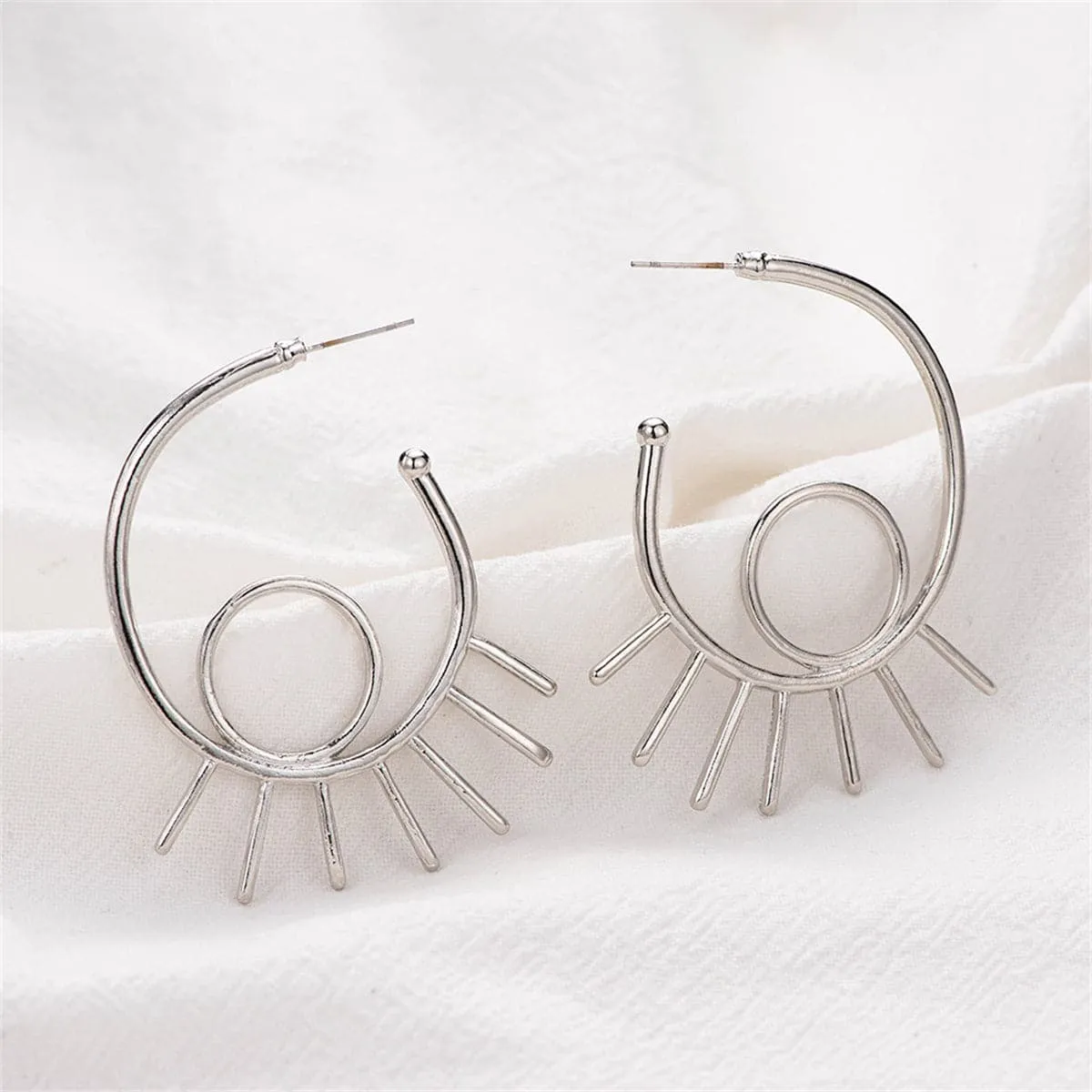 Silver-Plated Open Devil Eye Stud Earrings