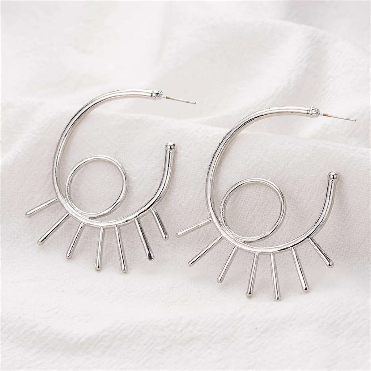 Silver-Plated Open Devil Eye Stud Earrings