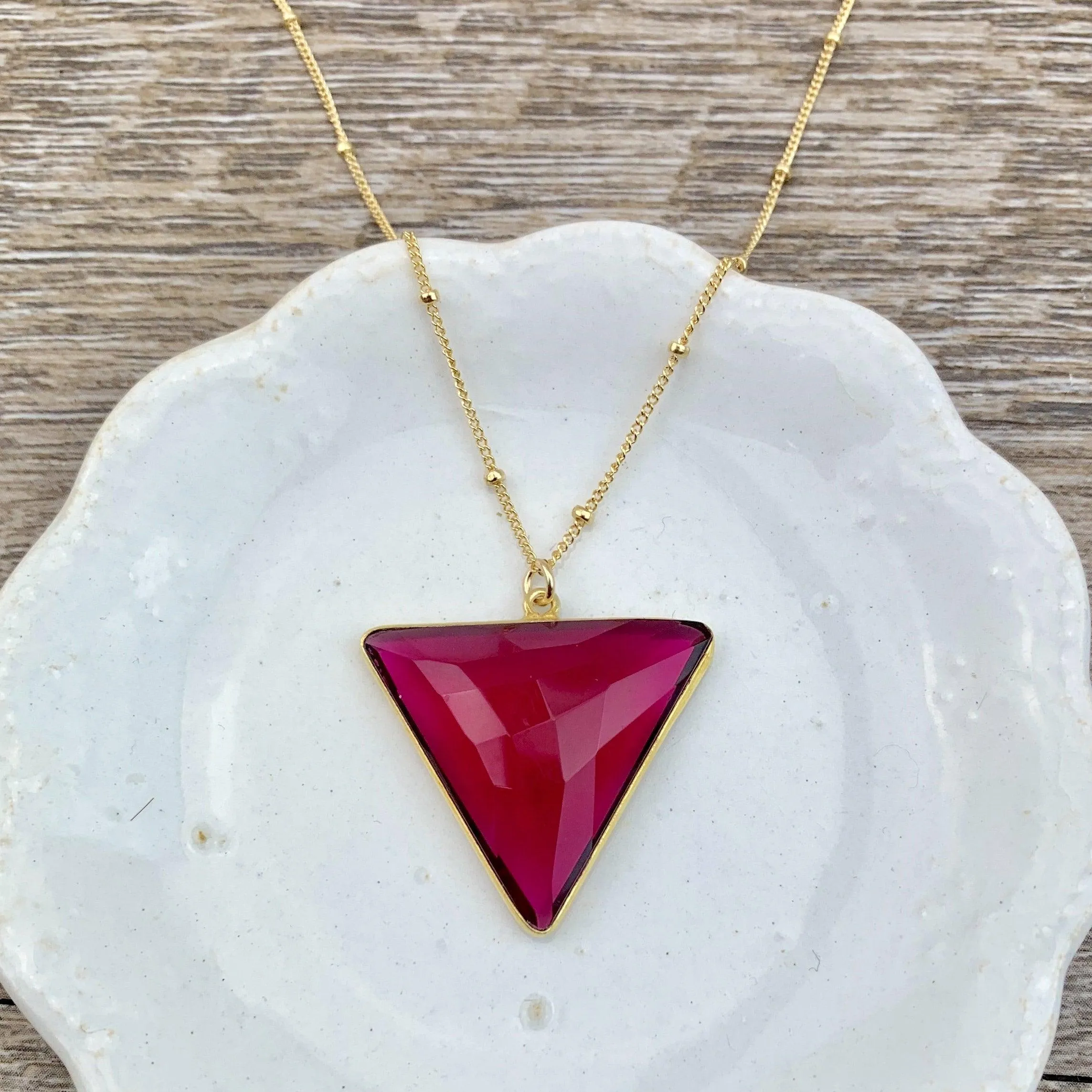 Simple Alexa Triangle Large Gem Necklace