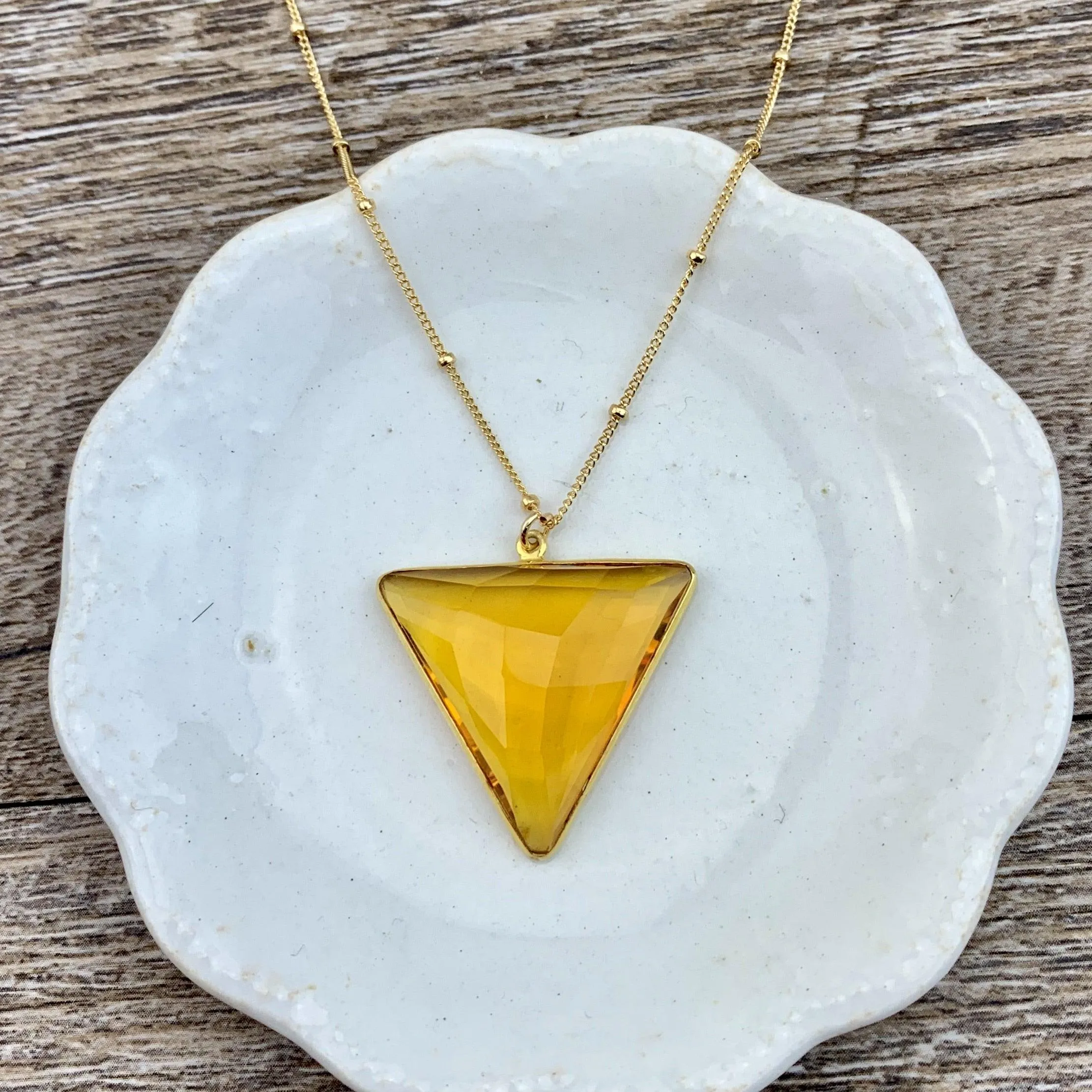 Simple Alexa Triangle Large Gem Necklace