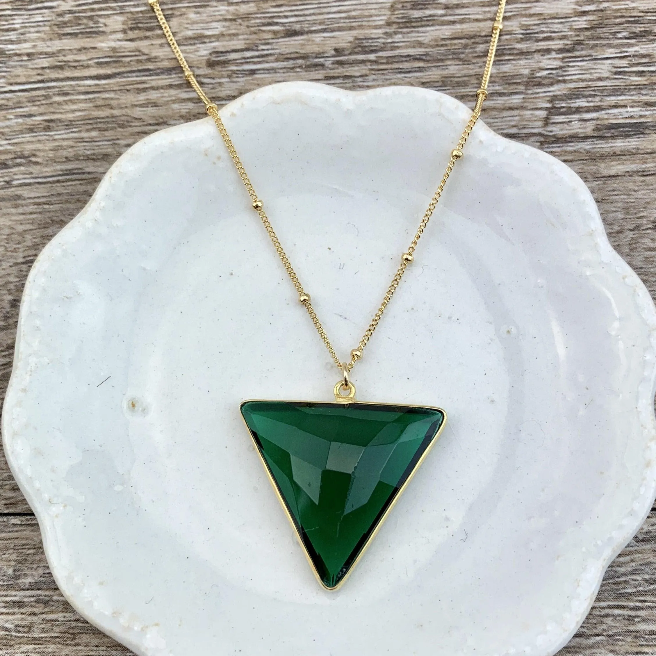 Simple Alexa Triangle Large Gem Necklace