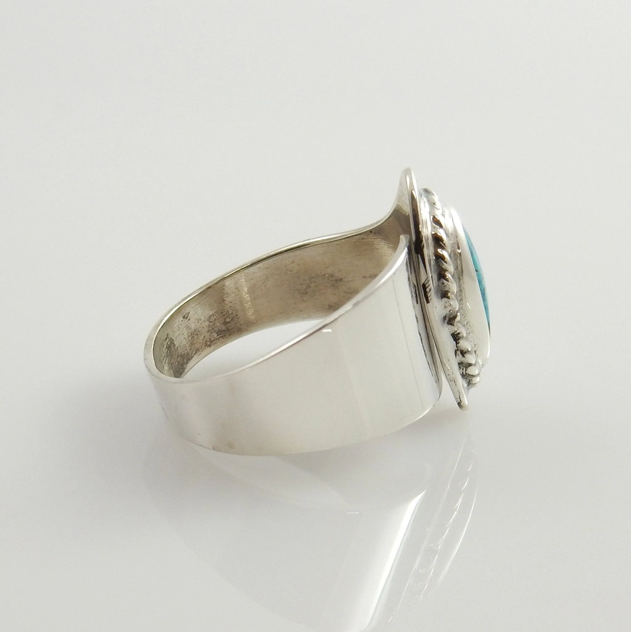 Simple Blue Turquoise Adjustable Ring Size 7