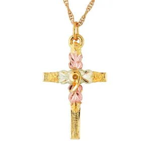 Simple Cross IV - Black Hills Gold Pendant