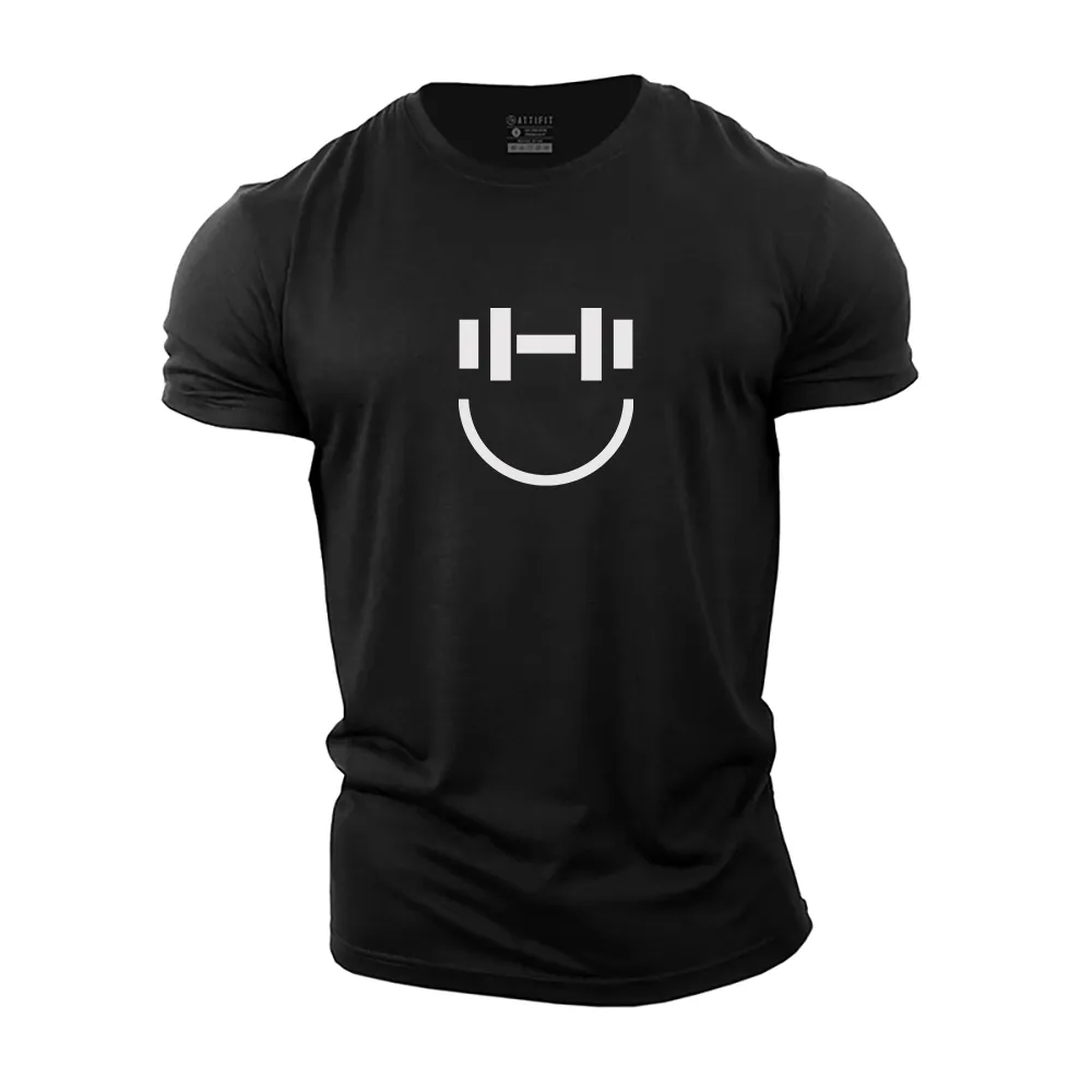 Simple Dumbbell Smile Cotton T-Shirt