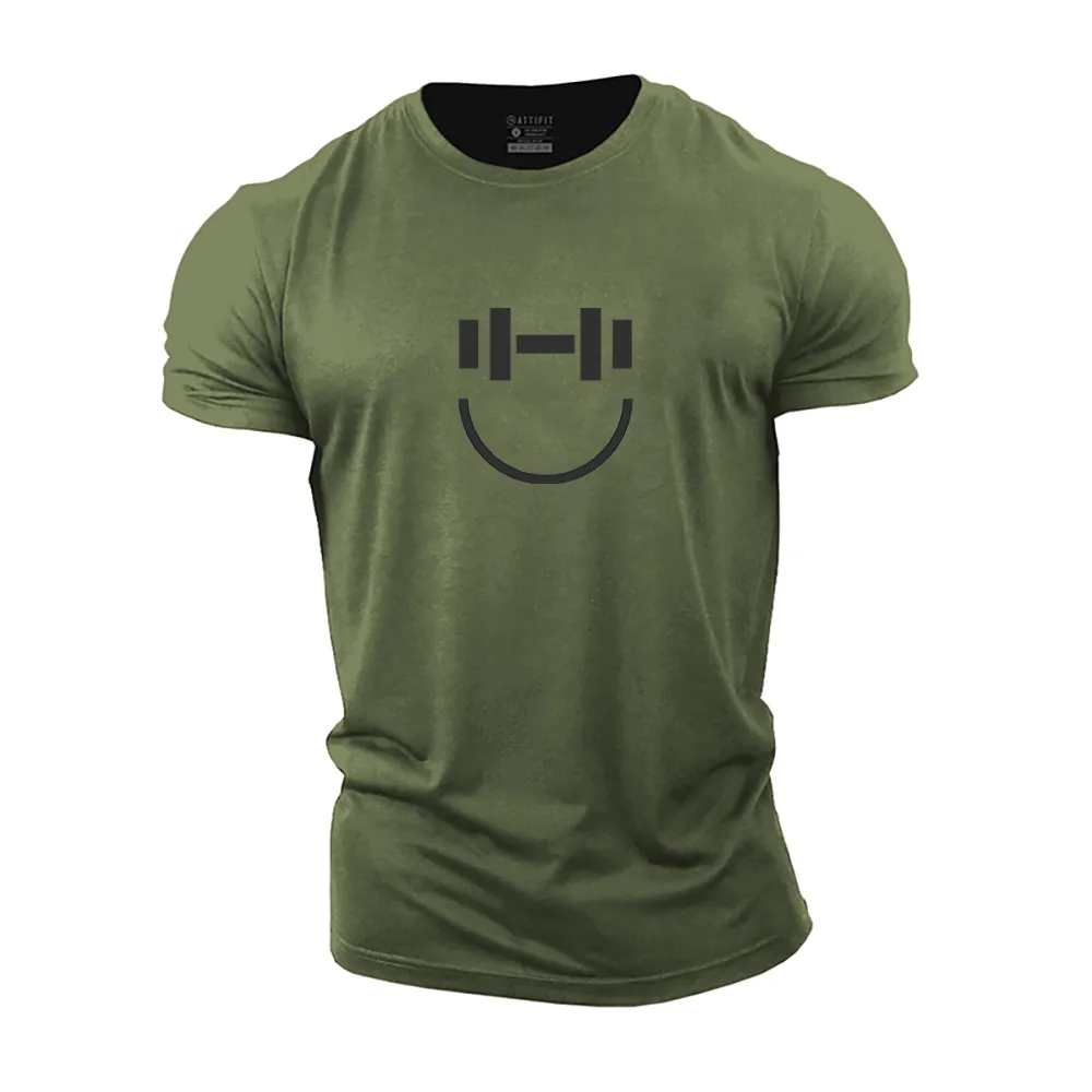 Simple Dumbbell Smile Cotton T-Shirt