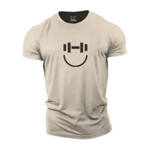 Simple Dumbbell Smile Cotton T-Shirt