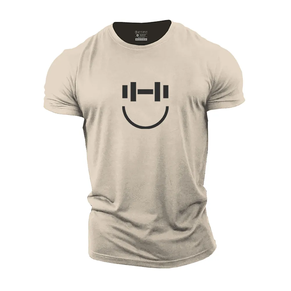 Simple Dumbbell Smile Cotton T-Shirt