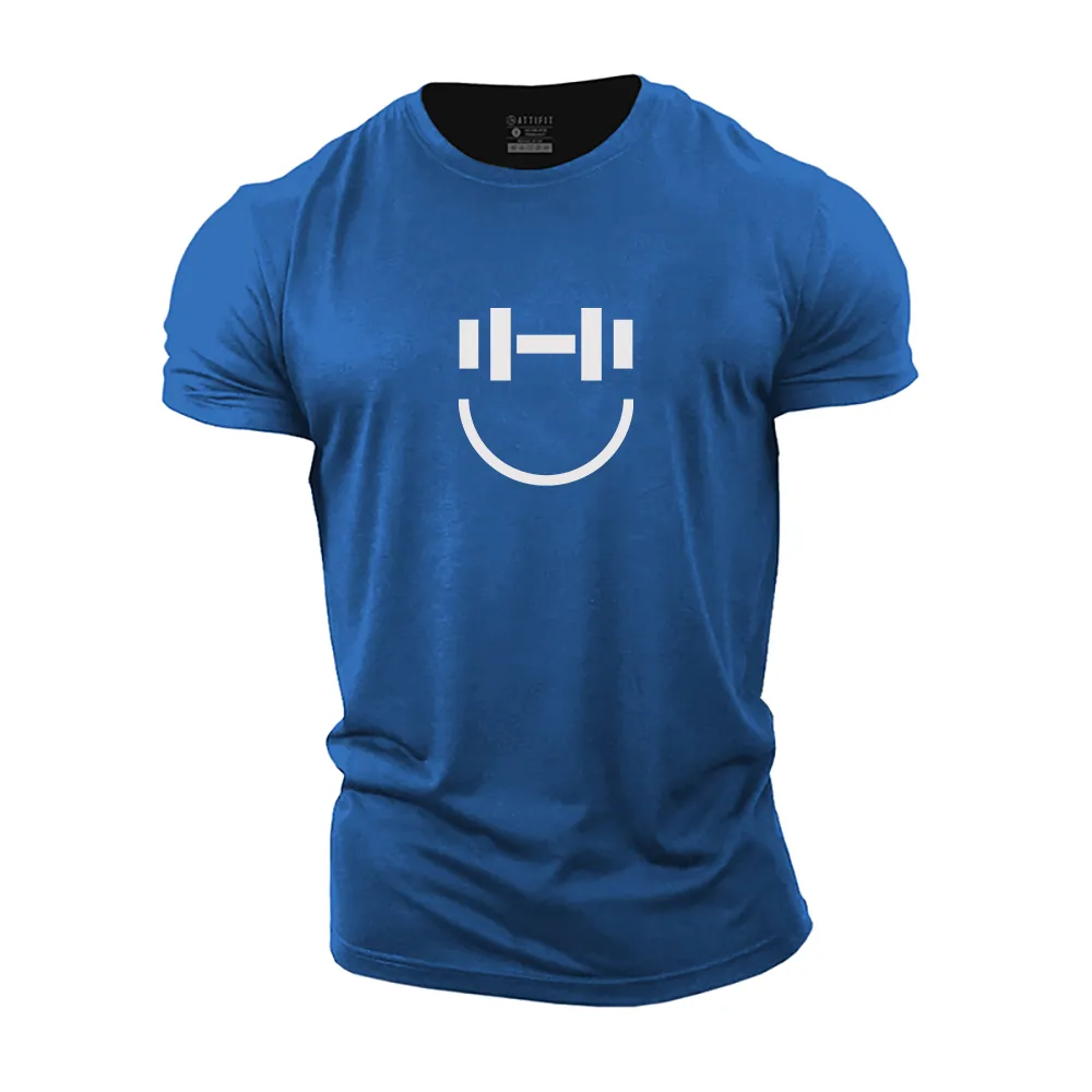 Simple Dumbbell Smile Cotton T-Shirt