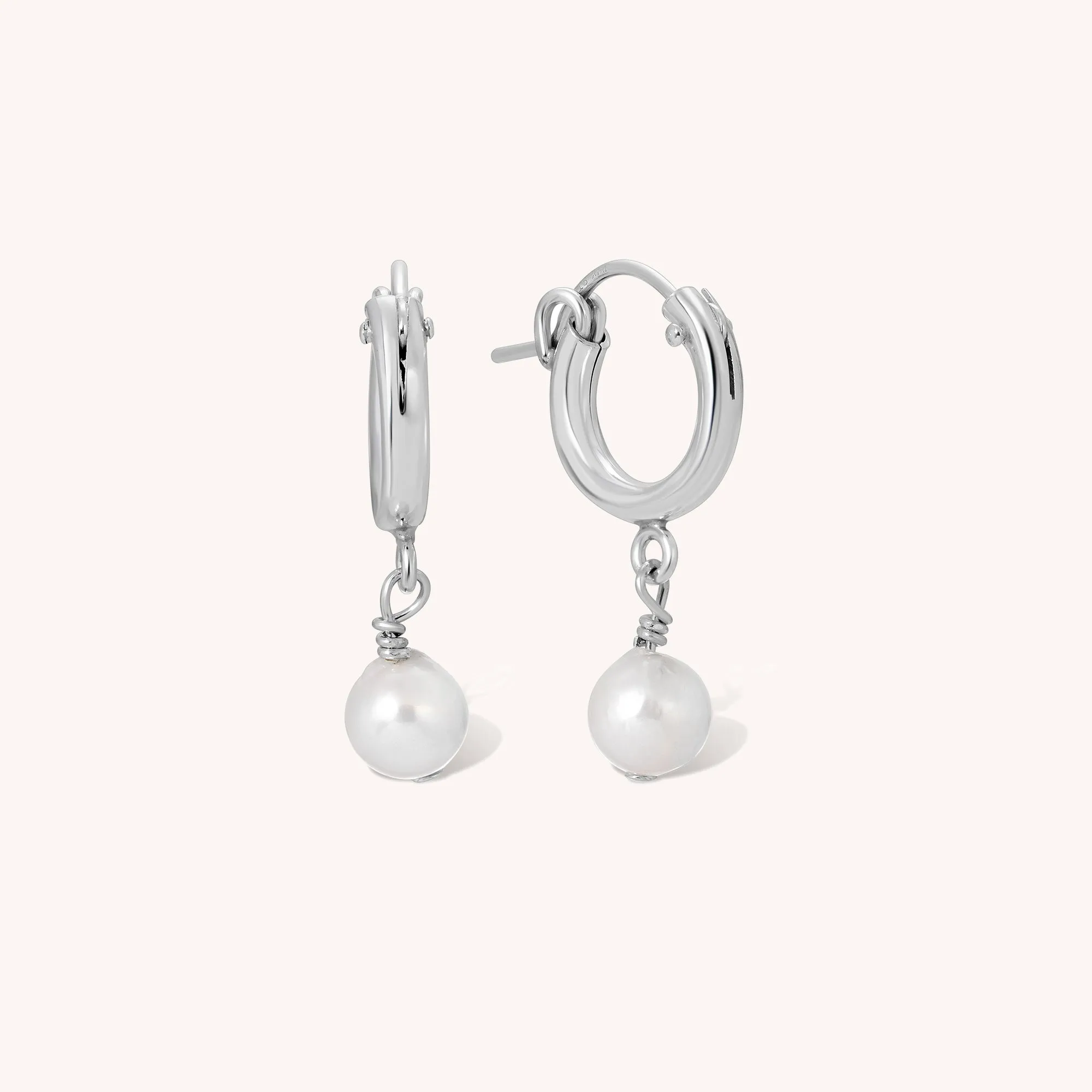 Simple Pearl Hoops