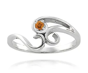 Simple Swirl Mothers Birthstone Family Silver Ring