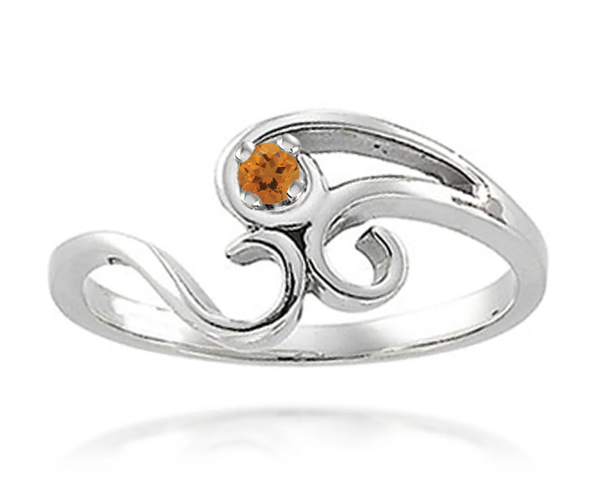 Simple Swirl Mothers Birthstone Family Silver Ring