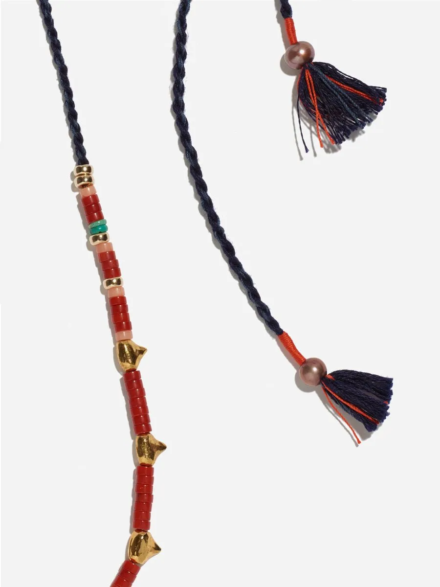 simple tooth necklace - coral