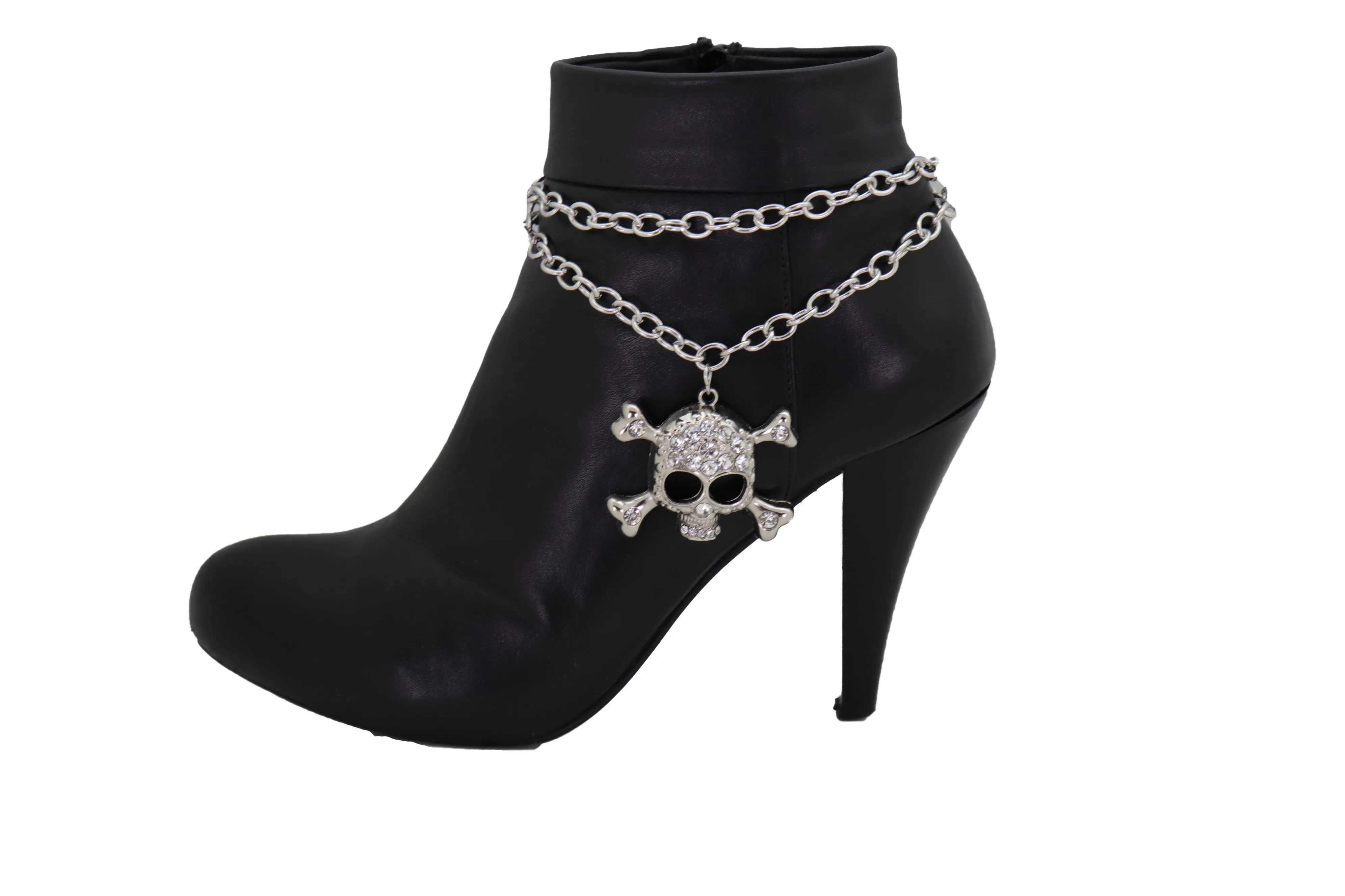 Skull & Cross Bones Skeleton Pendant Metal Boot Chain