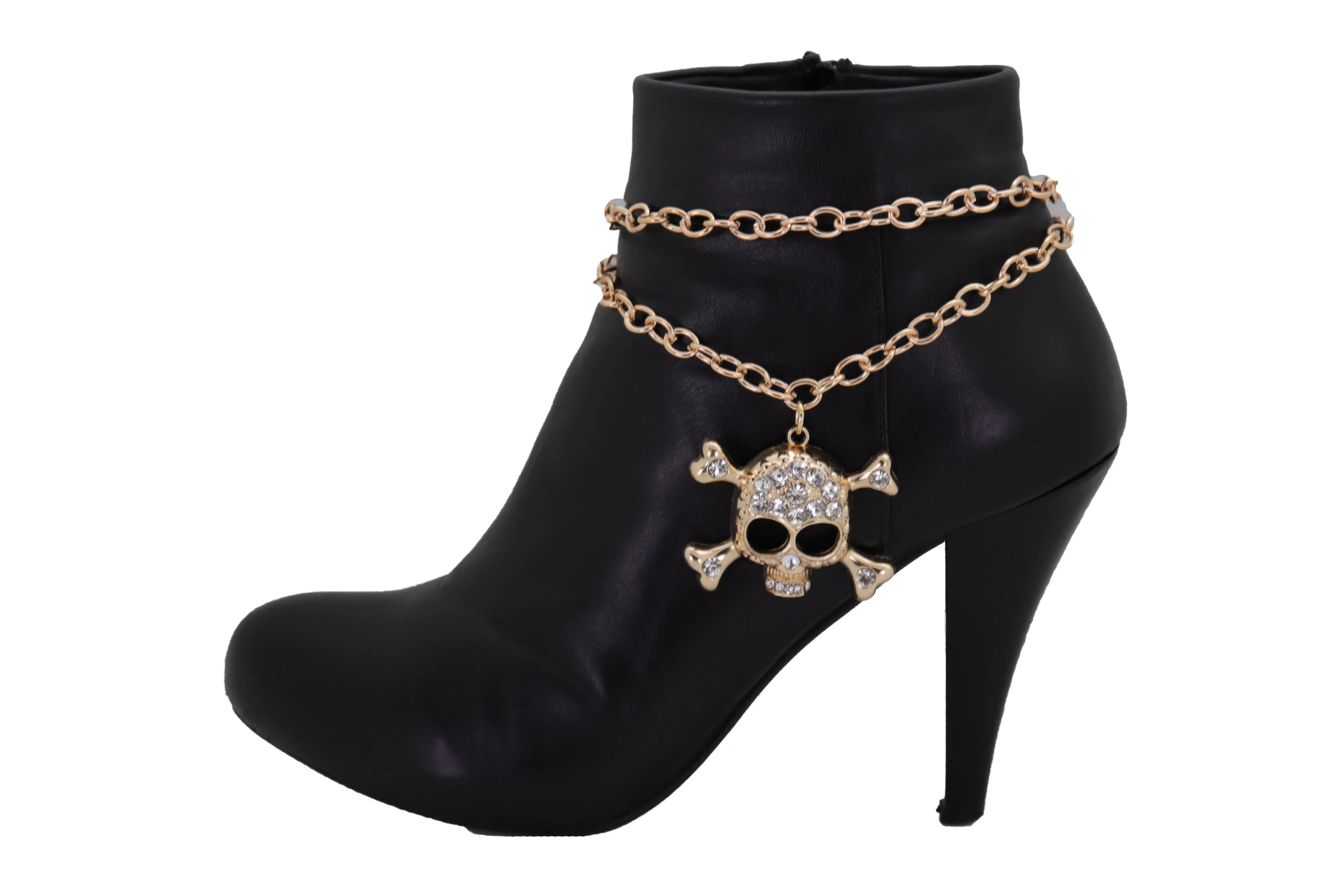 Skull & Cross Bones Skeleton Pendant Metal Boot Chain
