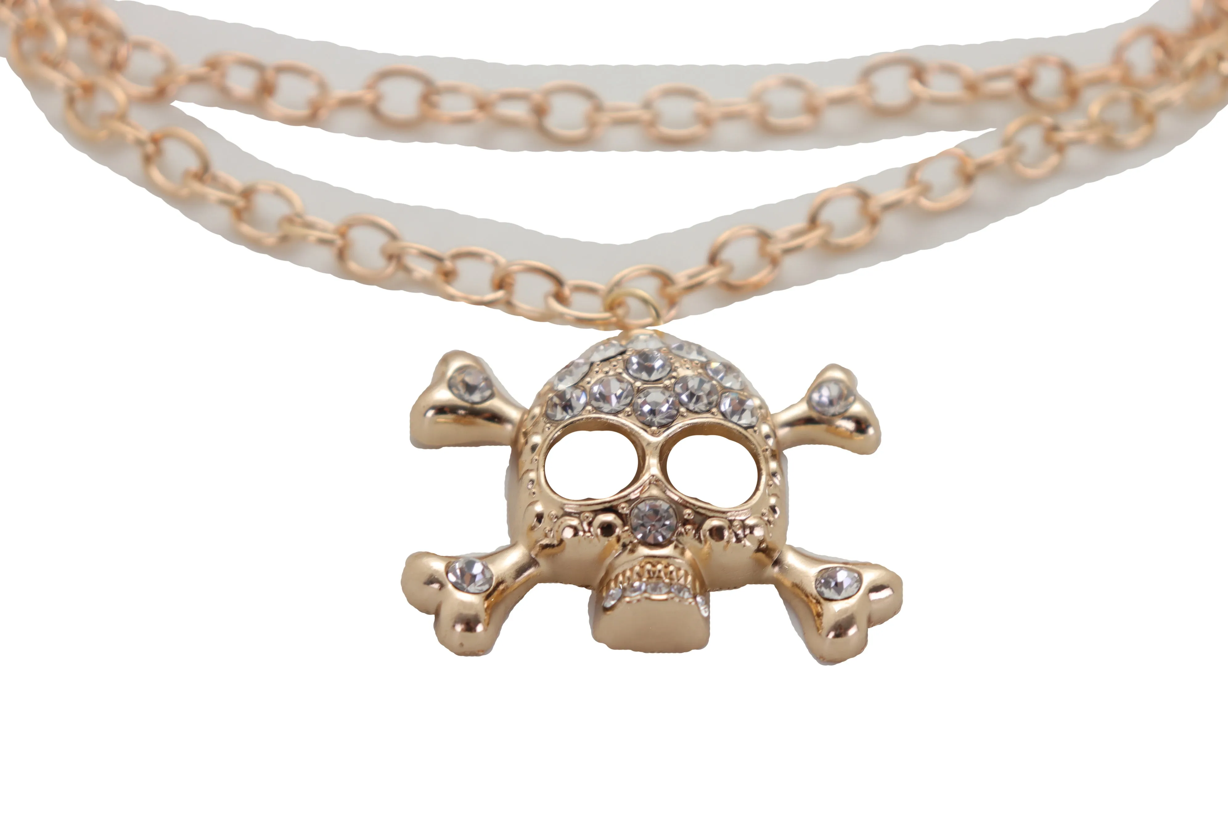 Skull & Cross Bones Skeleton Pendant Metal Boot Chain