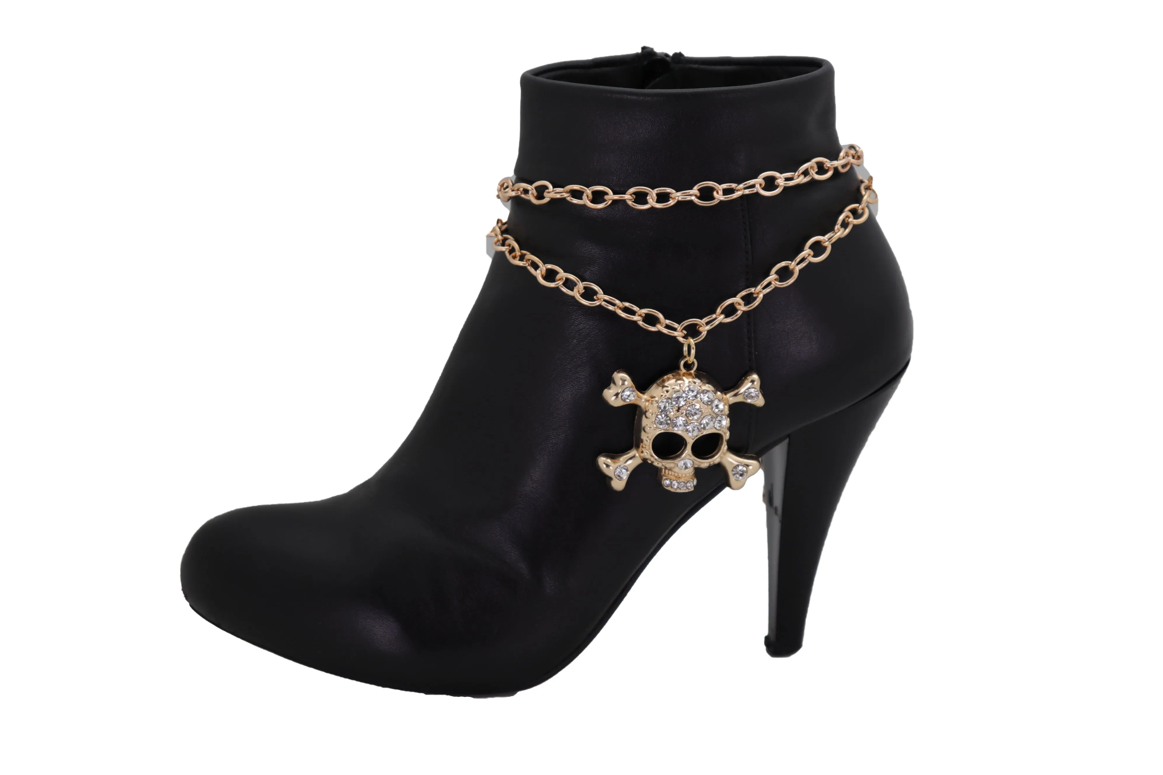 Skull & Cross Bones Skeleton Pendant Metal Boot Chain