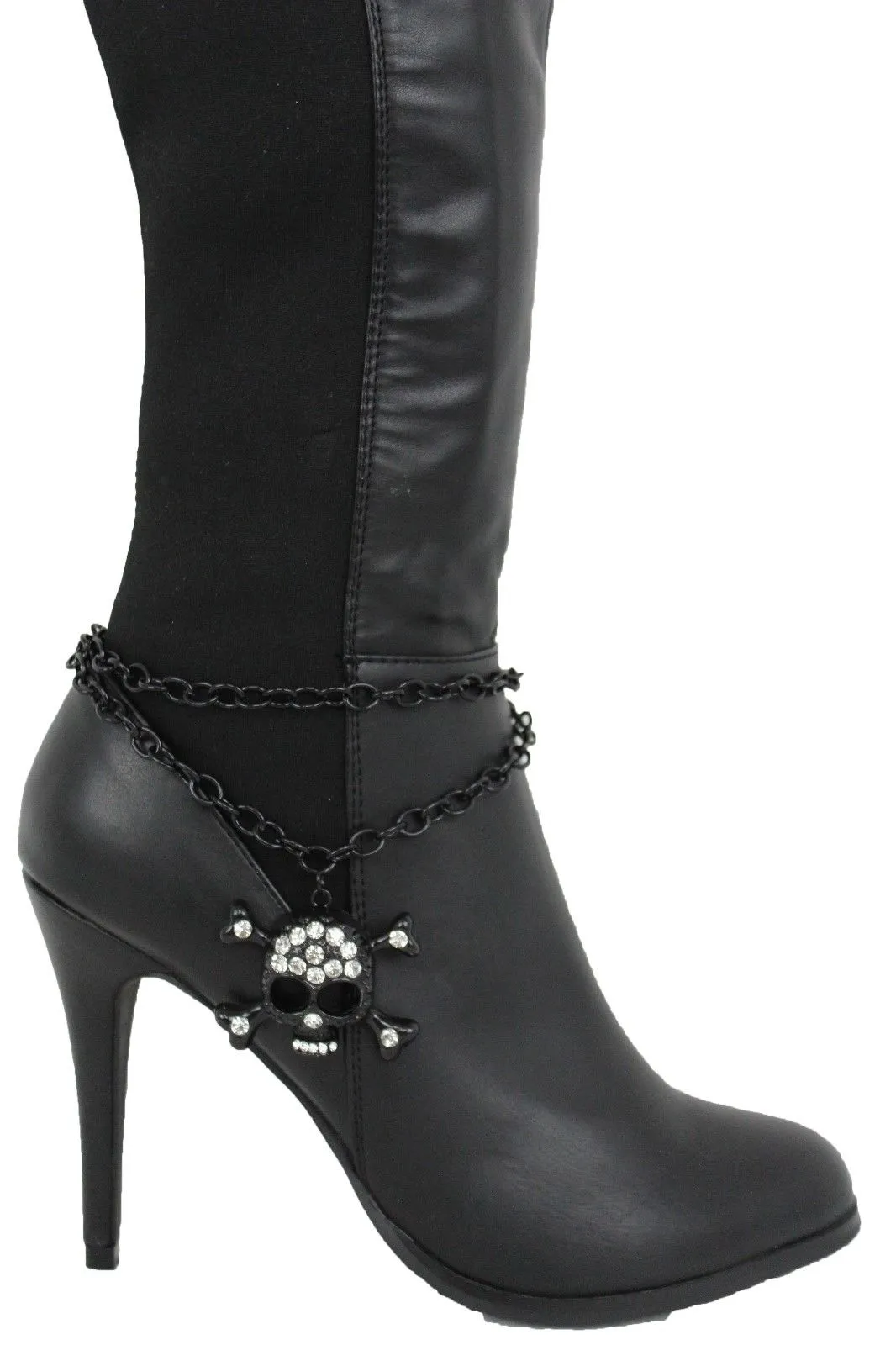 Skull & Cross Bones Skeleton Pendant Metal Boot Chain