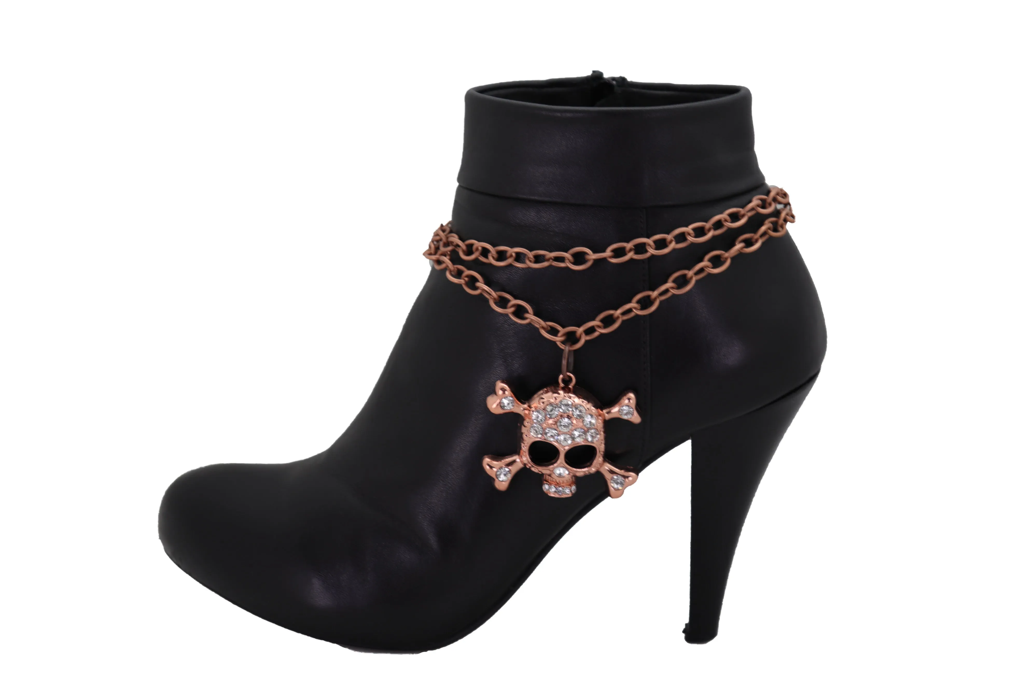 Skull & Cross Bones Skeleton Pendant Metal Boot Chain