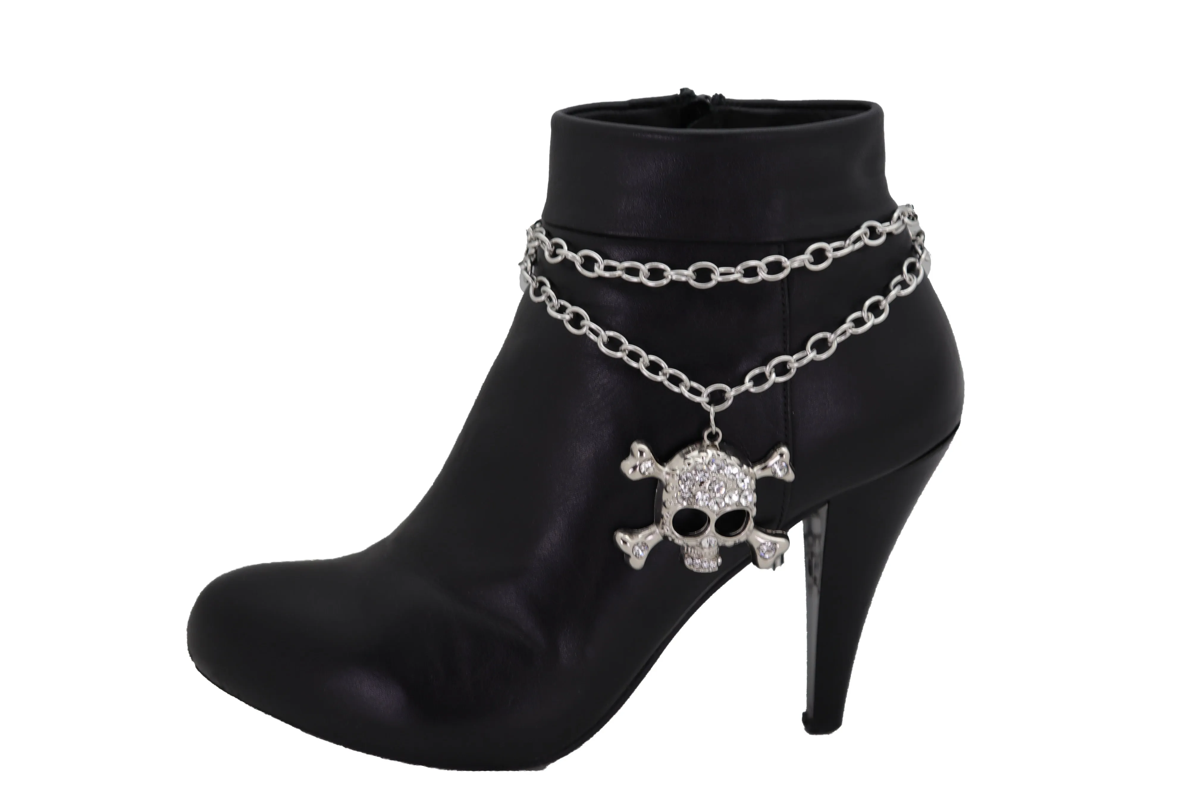Skull & Cross Bones Skeleton Pendant Metal Boot Chain