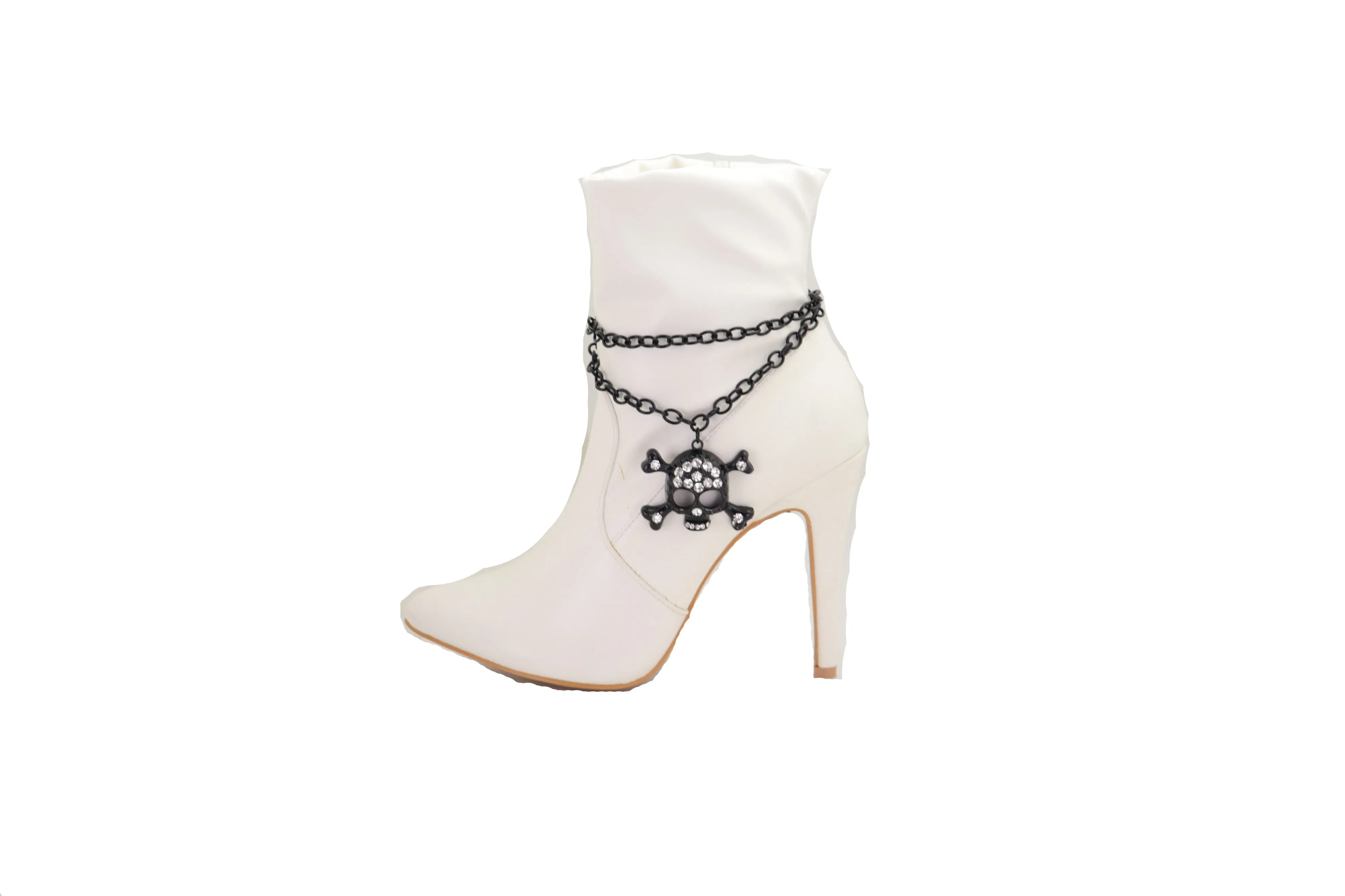 Skull & Cross Bones Skeleton Pendant Metal Boot Chain