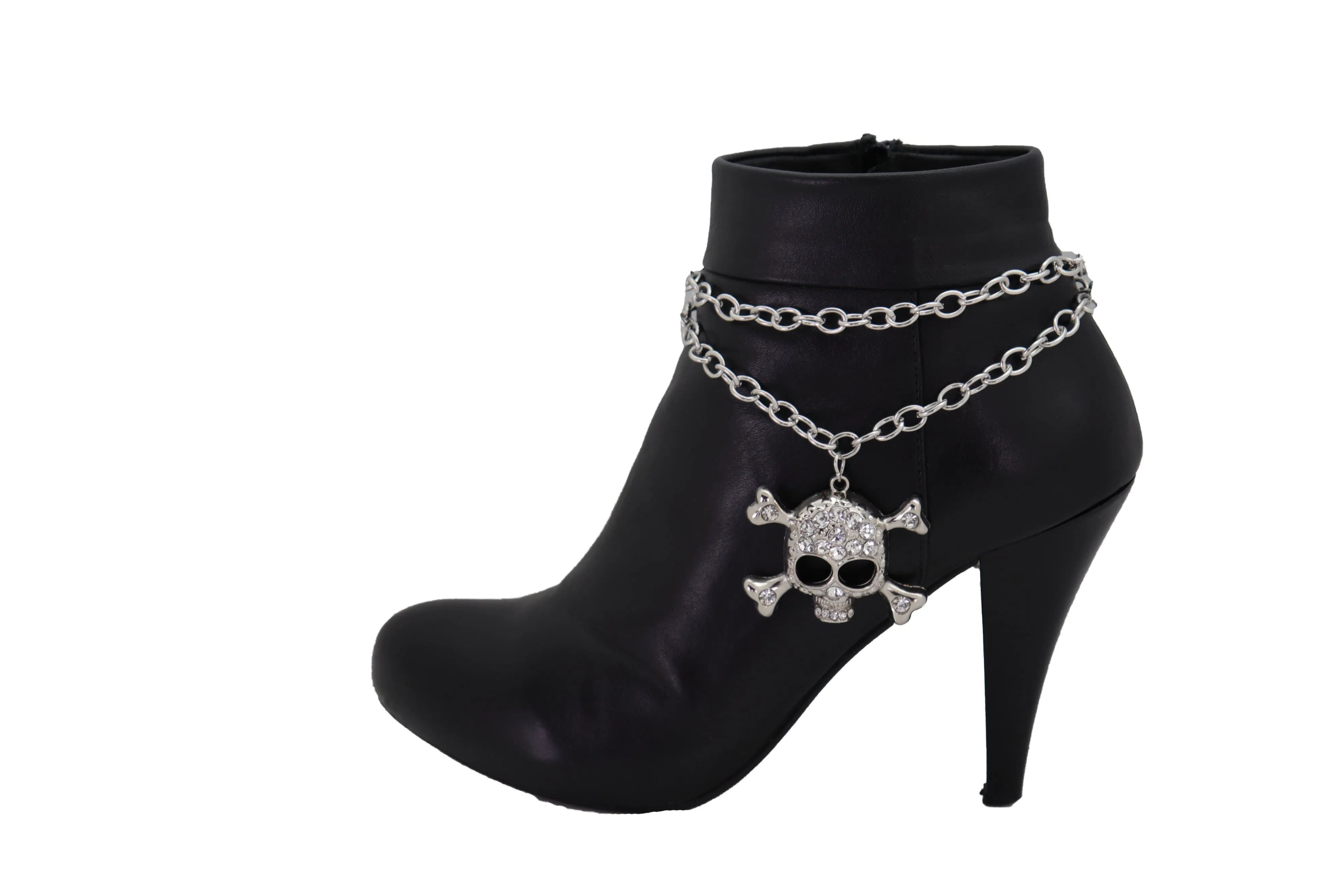 Skull & Cross Bones Skeleton Pendant Metal Boot Chain