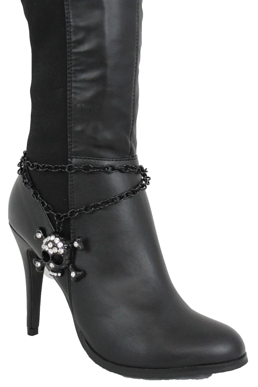 Skull & Cross Bones Skeleton Pendant Metal Boot Chain