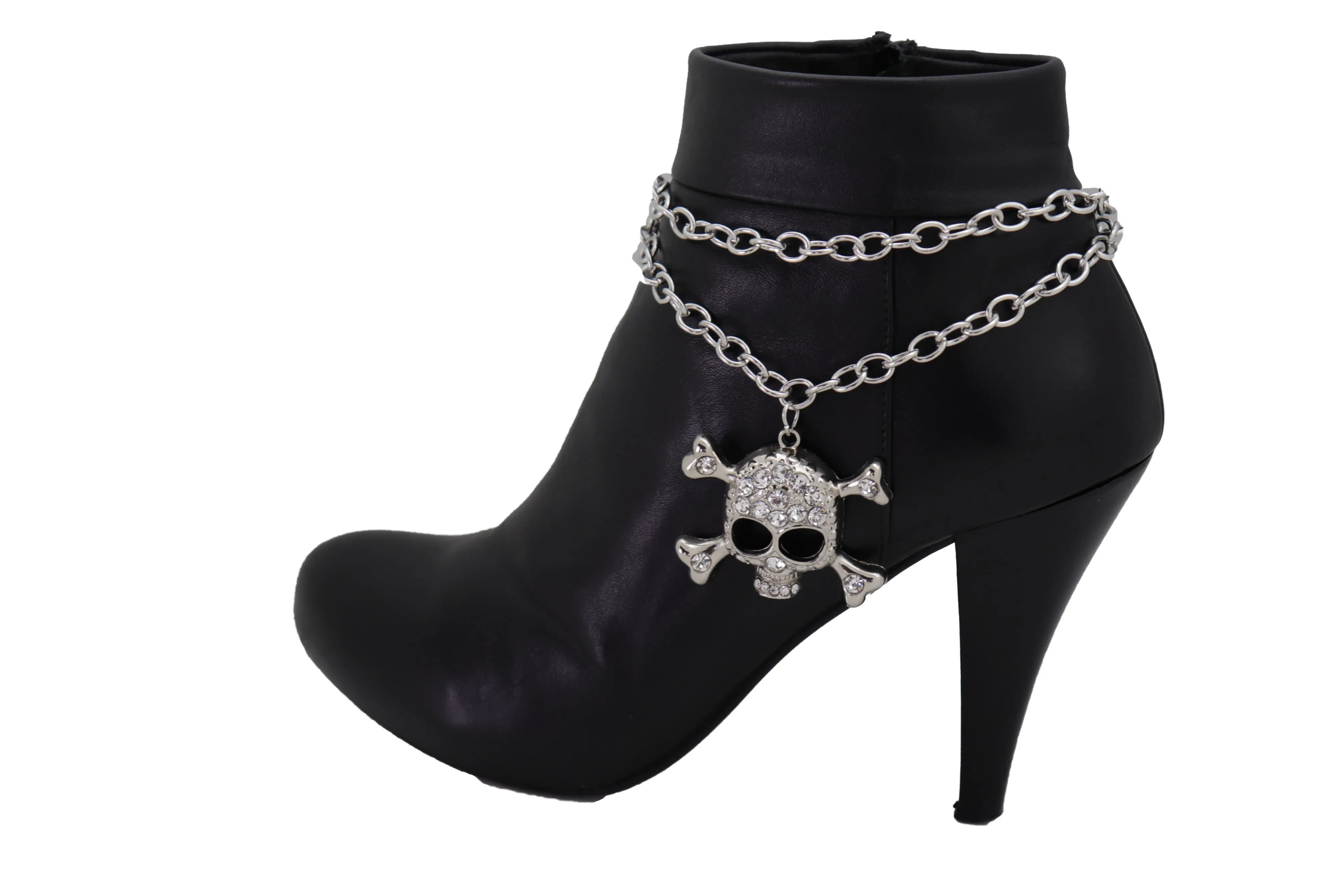 Skull & Cross Bones Skeleton Pendant Metal Boot Chain