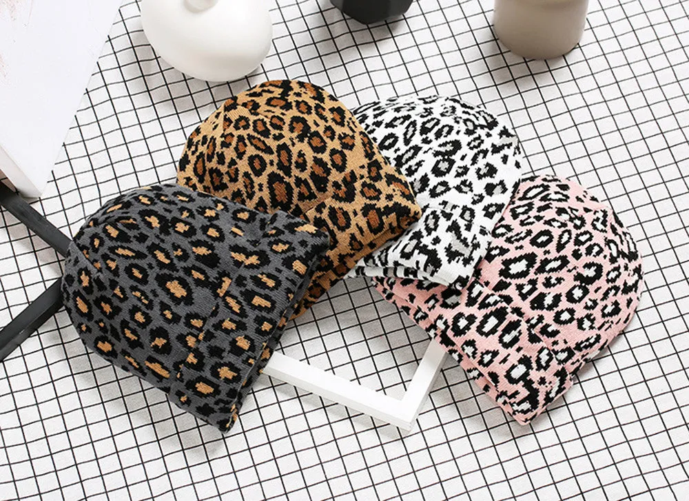 Soft leopard print beanie