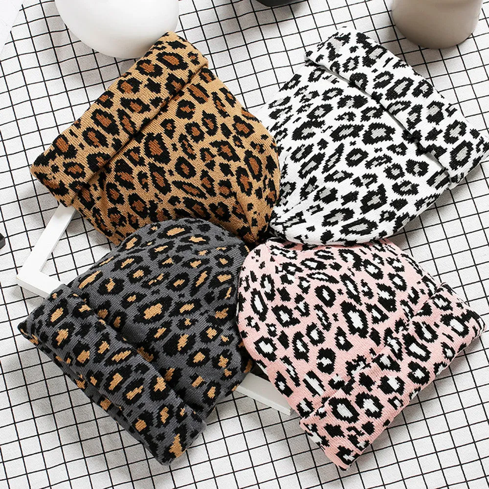 Soft leopard print beanie