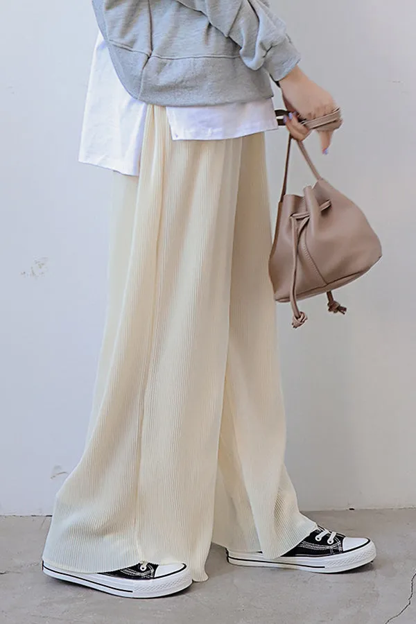 Solid Color Loose Slacks (Fit 99 To 165lbs)