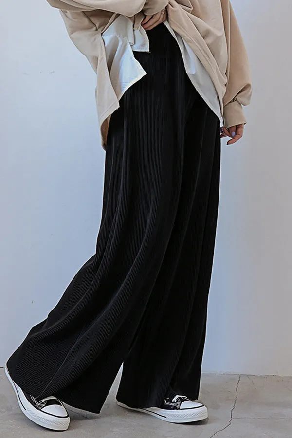 Solid Color Loose Slacks (Fit 99 To 165lbs)